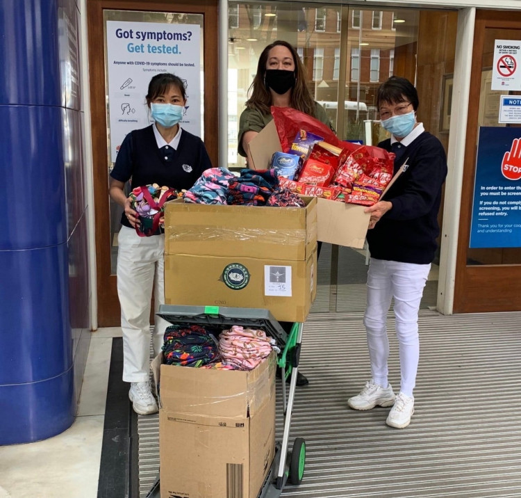 Delivered ear savers and doctors’ caps to Westmead Hospital.